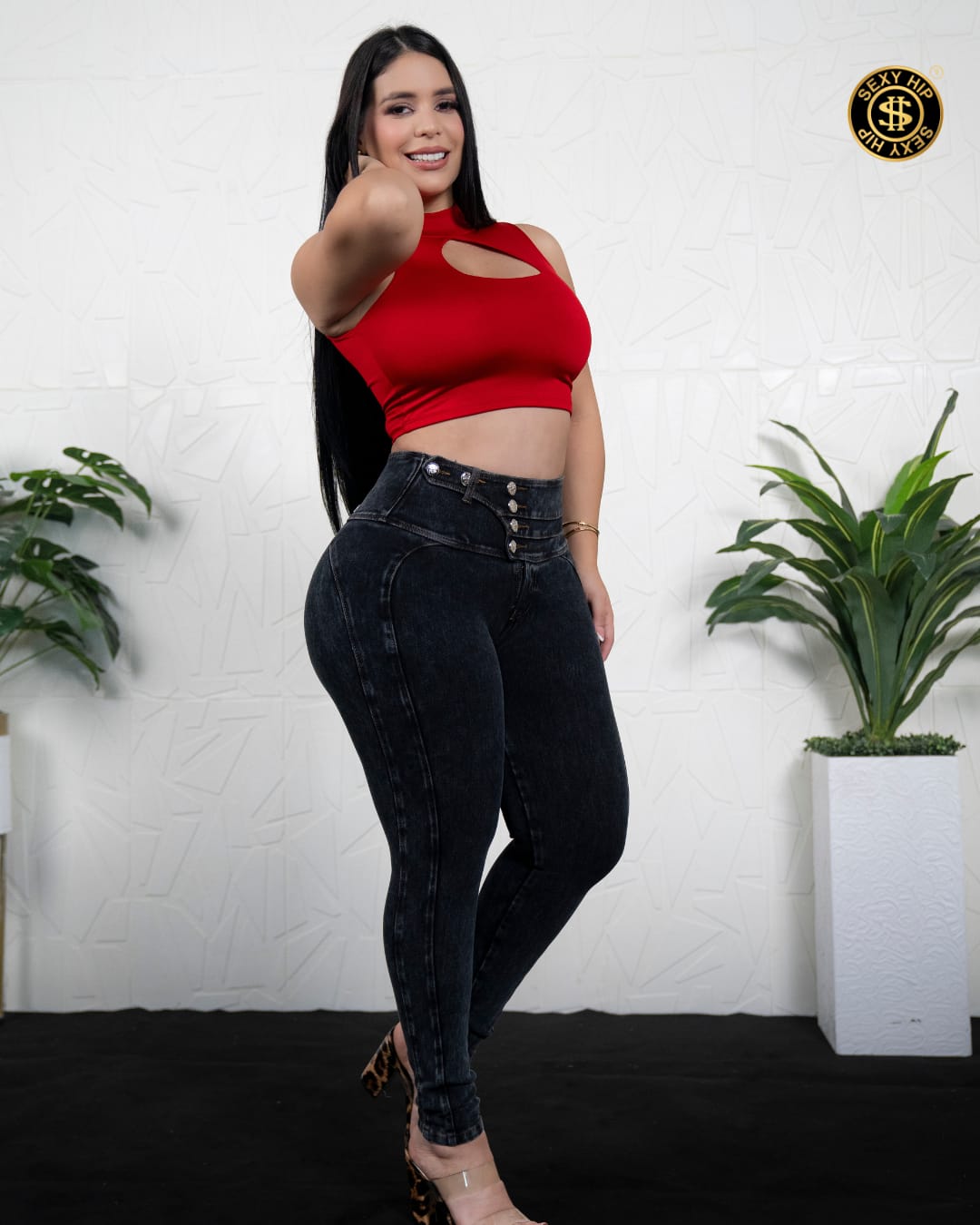 PANTALON CLAUDIA NEGRO MOTEADO ULTRAFAJERO