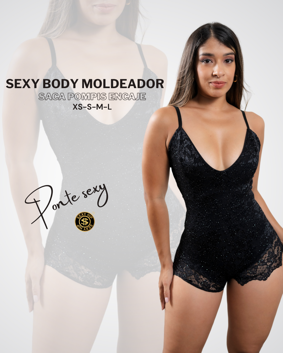 Sexy Body Moldeador Negro Encaje