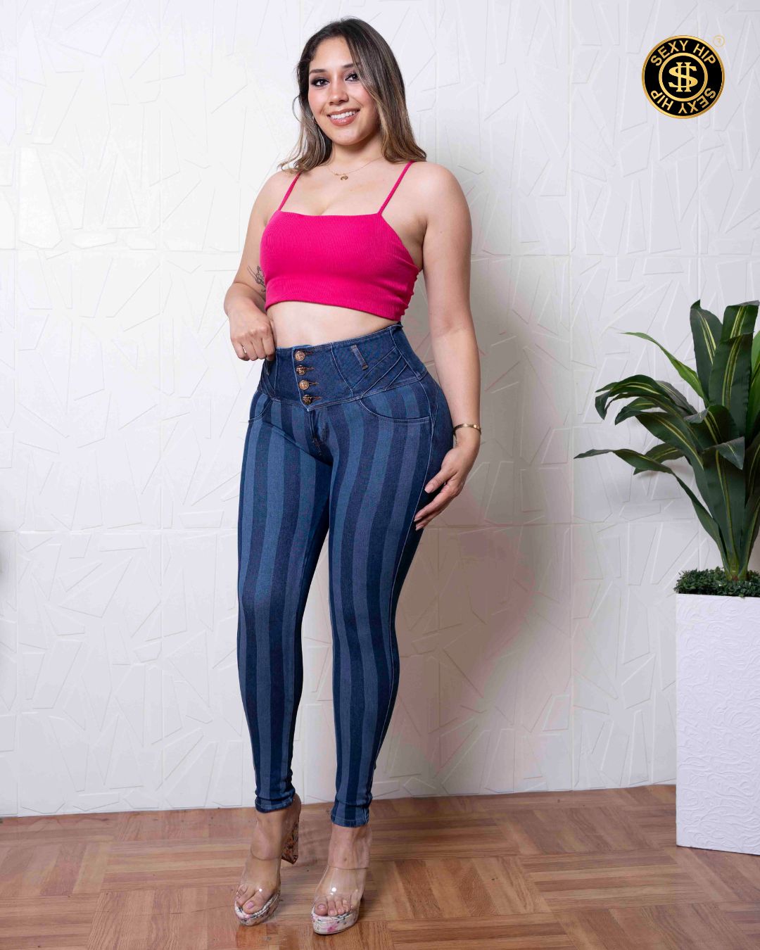 Pantalón Carmela Azul con franjas